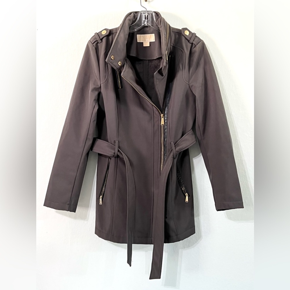 MICHAEL KORS MILITARY STYLE ASYMMETRICAL ZIPPER & GOLD HARD-WEAR Sz. Sm.